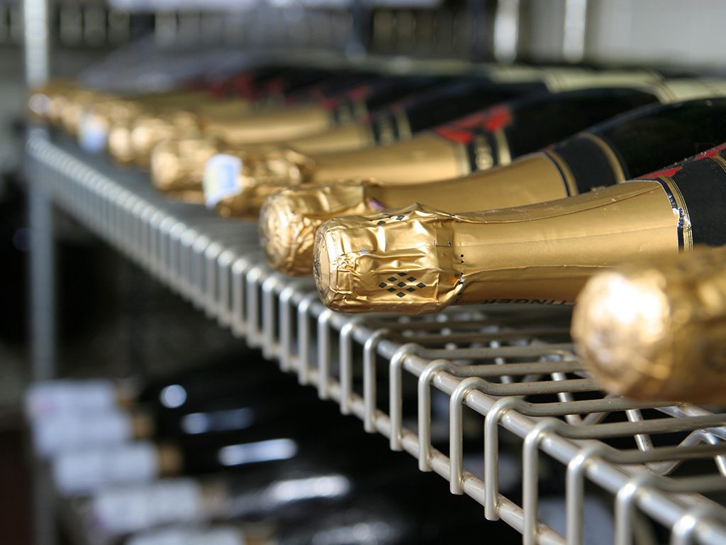How long can Champagne be in the freezer?